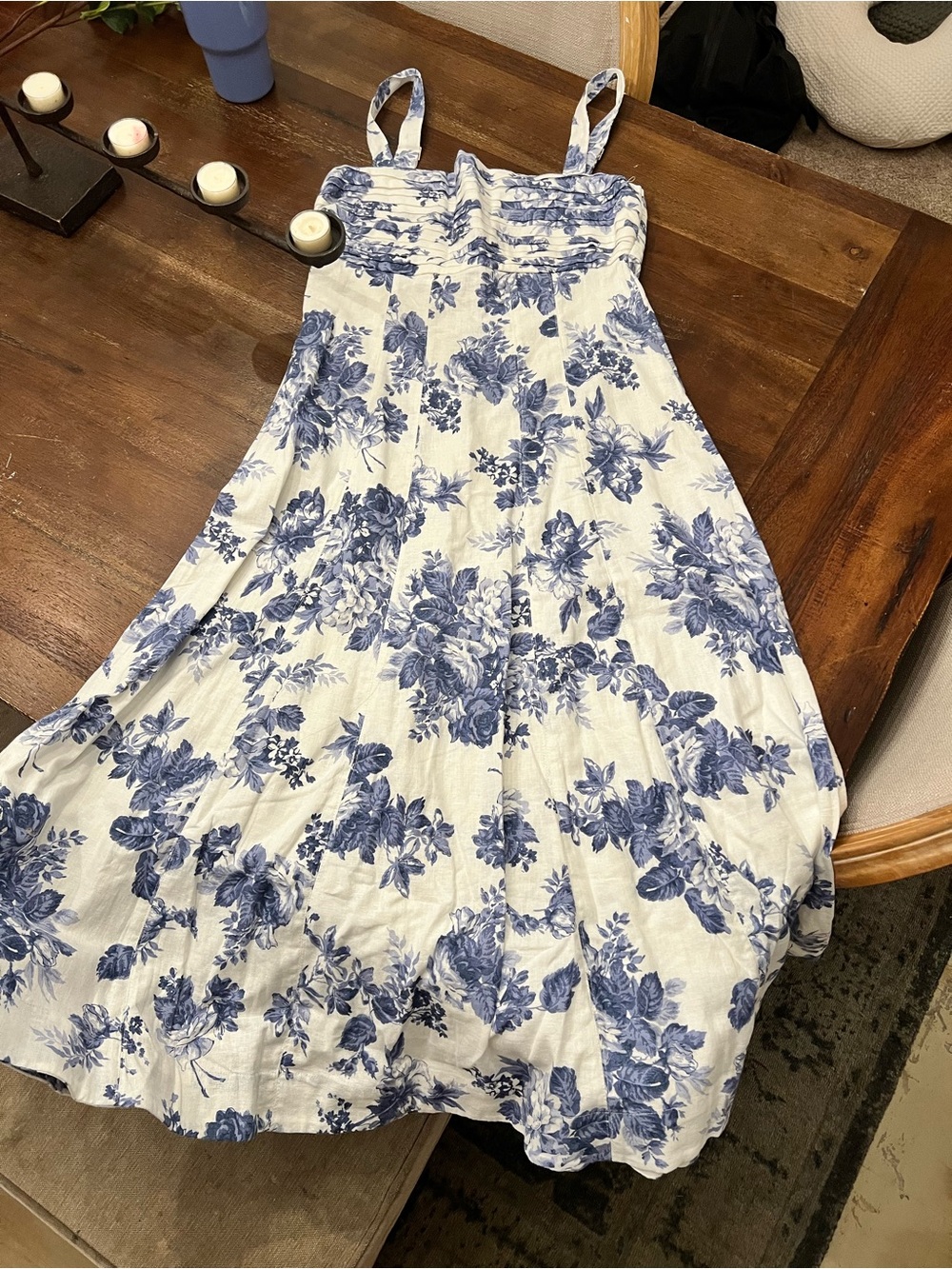 Abercrombie & Fitch White Maxi Skirt with Blue Floral Print